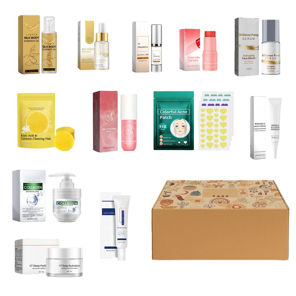 Skjønnhets overraskelses gaveeske sett, Nedtellings gaveeske, Kvinnesett, Julegave, Valentinsdagsgave 12-delers sett (100 ml)