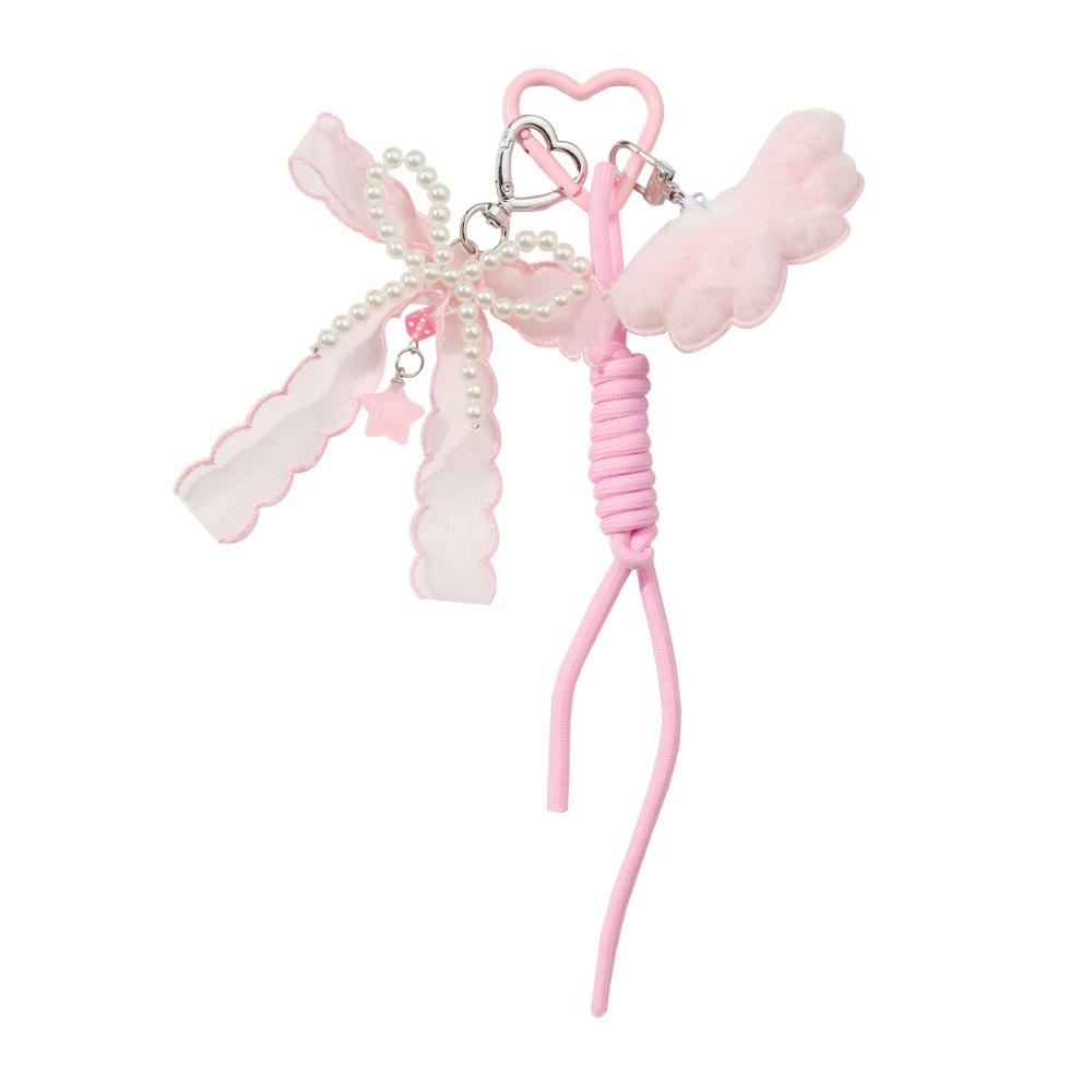 

Pink Bow Plush Keychain Backpack Hanging Bowknot Keyrings Birthday Kids Gift Style A