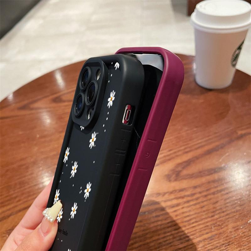 Daisy Flower Pattern Silicone Phone Case For iPhone 17 Pro 16 15 14 13 12 11 Pro Max 7 8 Plus XS Shockproof Matte TPU Soft Cover