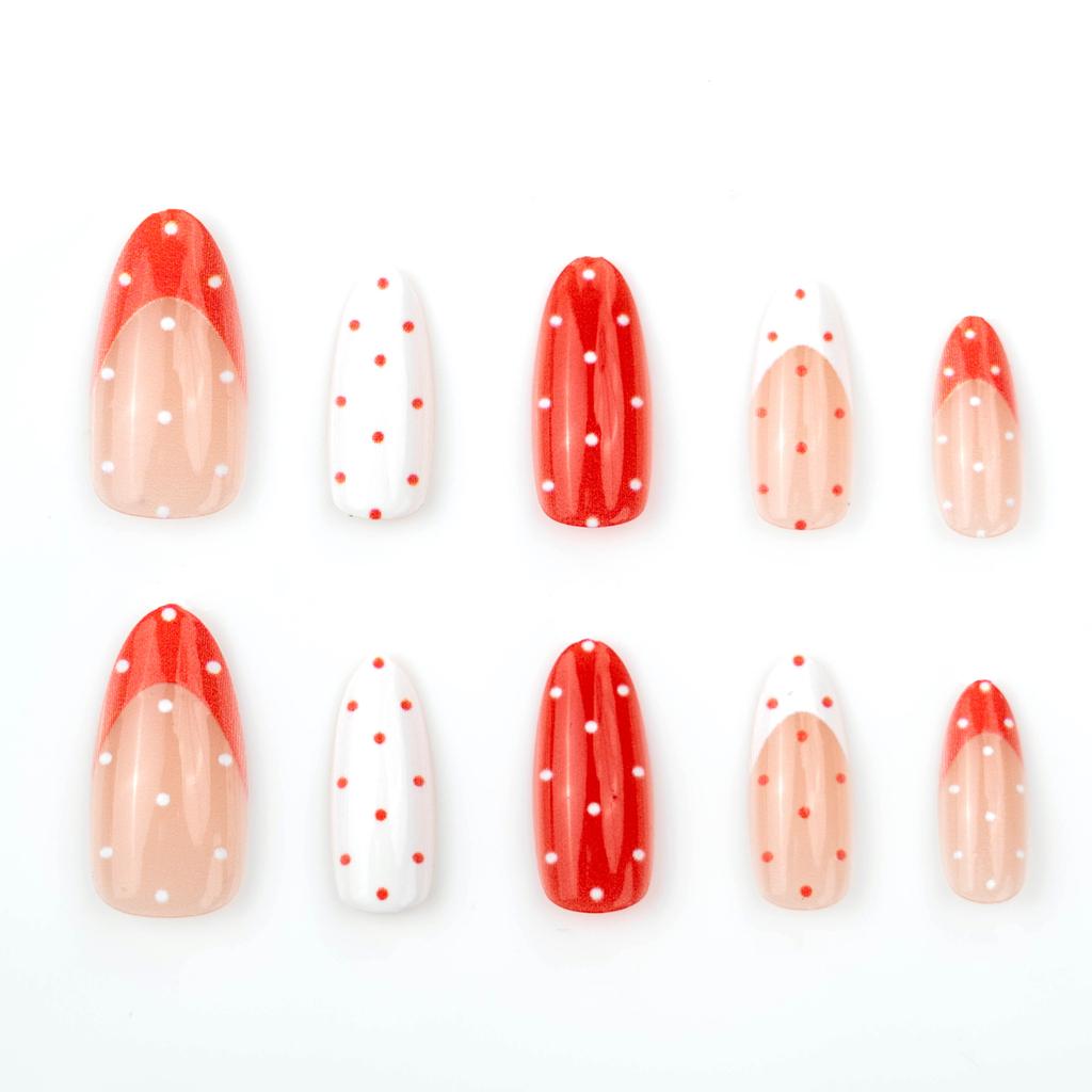 Candy color polka dots European and American wearing nail short almond nail nail nail piece Wearable fake nail nail piece
