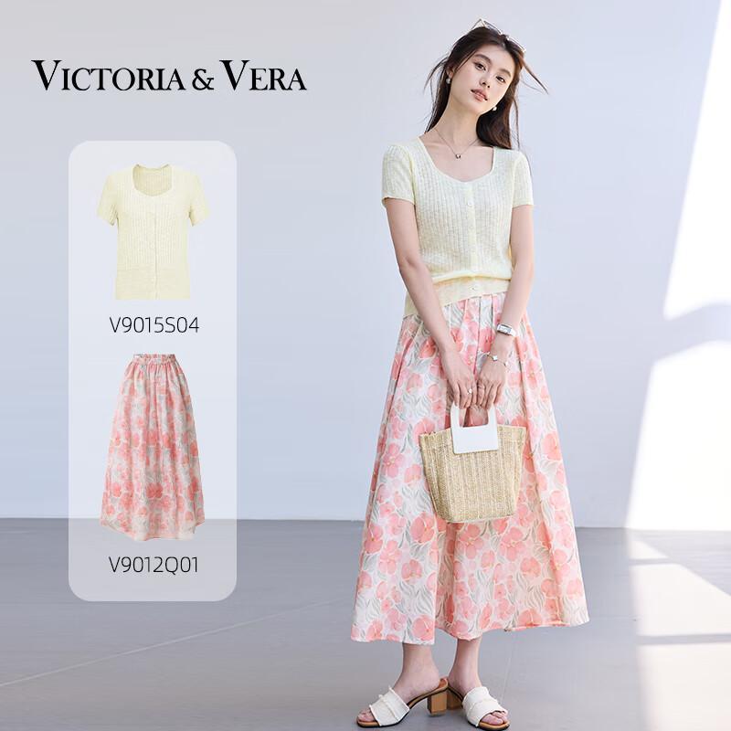 VICTORIA&VERA Monet Water Lily Print A-Line Midi Skirt