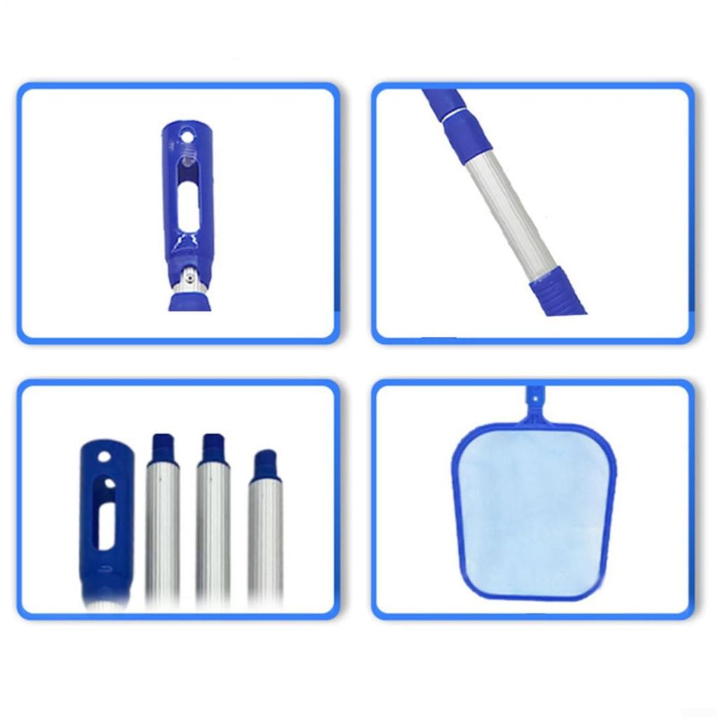 Pool Skimmer Net Telescopic Pole Fine Mesh Pool Cleaning Tool Pool Rake Detachable Reliable Stable Pool Rake for Swimming Pools