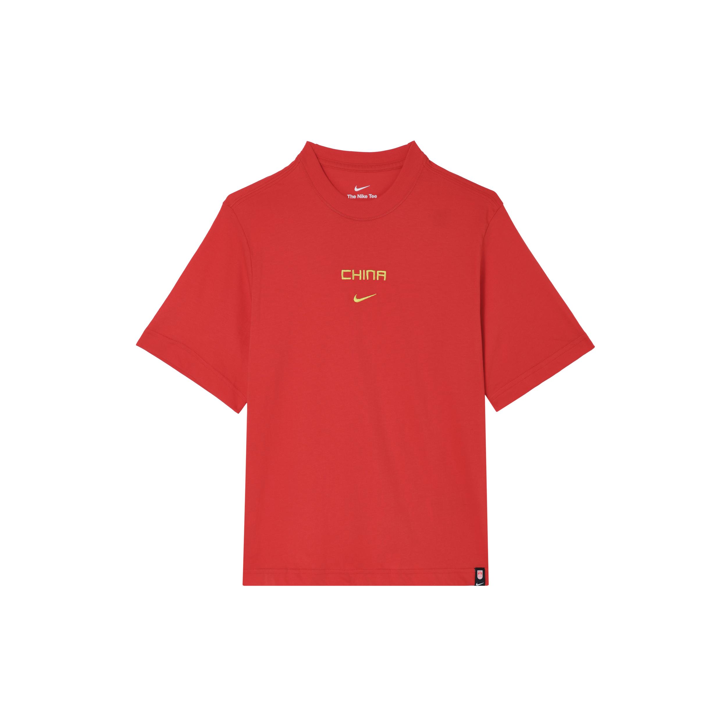 

New Nike CHINA TEAM Women s Retro Sporty Drop Shoulder T Shirt Red FN3115-600 M