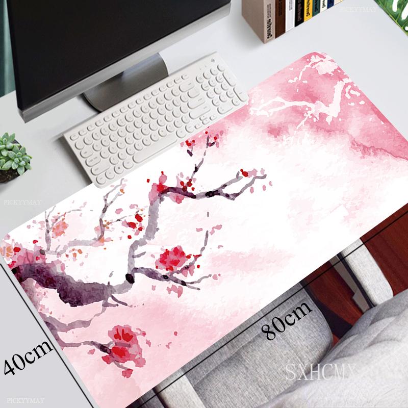 Rosa Kirschblüten Speed-Locking-Rand Großes Natürliches Gummi-Mauspad Wasserdichtes Gaming-Schreibtisch-Mauspad Tastaturmatte Für Damen