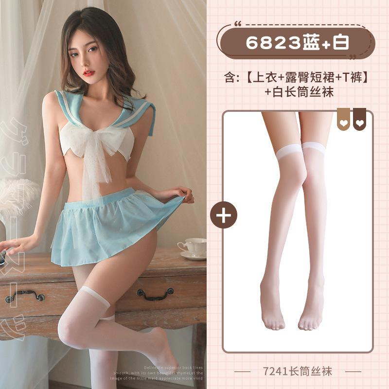 Pure school girl mesh lace-up split dress erotic underwear erotic underwear women's erotic passion