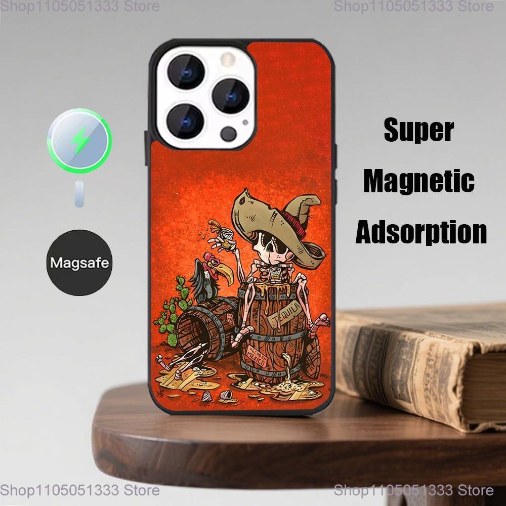 Day of the Dead Mexican Catrina Skull Phone Case  For iPhone 17,16,15,14,13,Pro,Max,Plus,Magsafe,Magnetic Wireless Charging Case