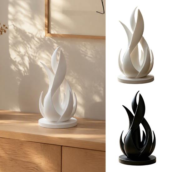 Moderní socha do obývacího pokoje 3D tištěná abstraktní socha plamene, minimalistické zkroucené umění, dekorativní měkký bytový doplněk, soška na stůl a
