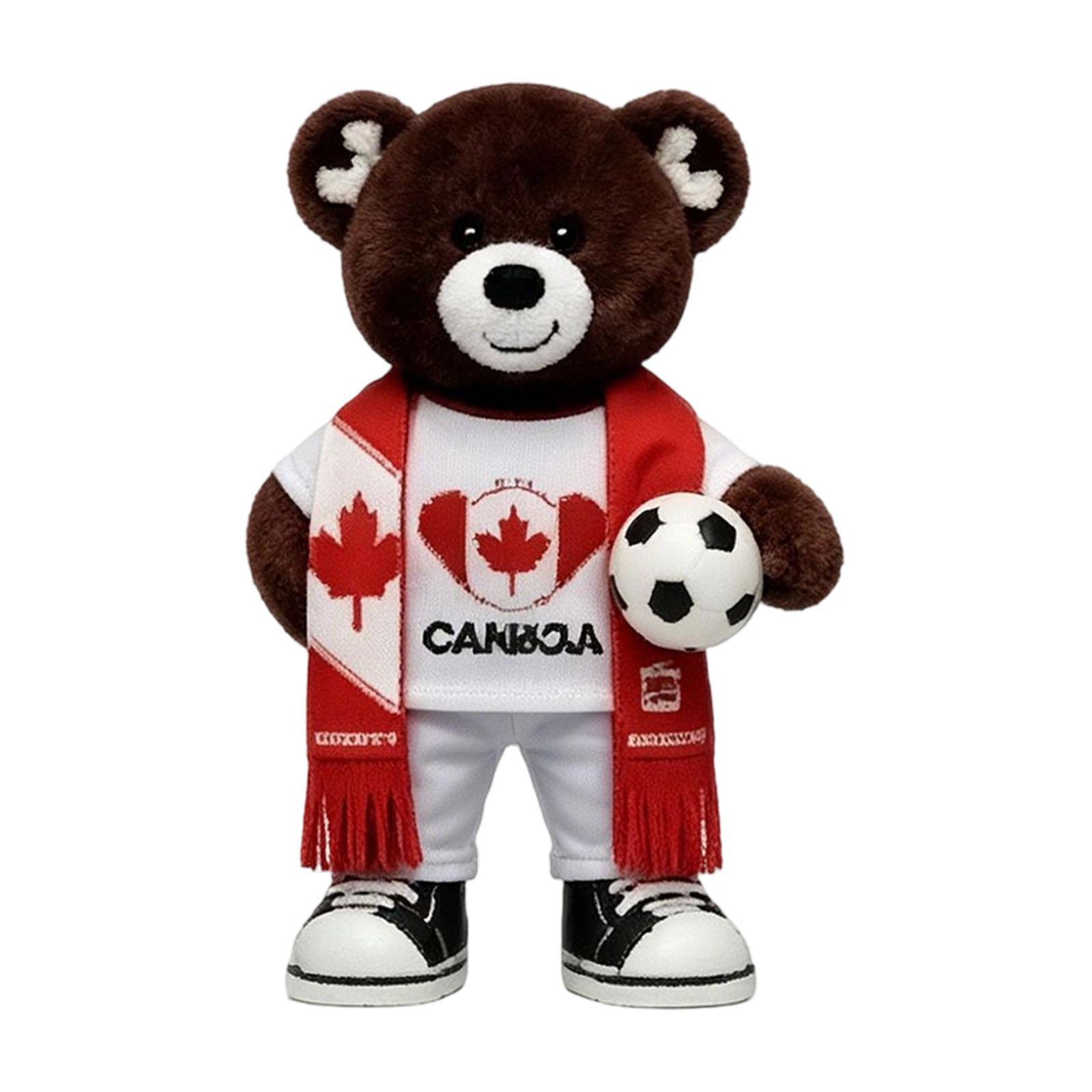 

Teddy Bear Plush Toy with Soccer Theme Soft Stuffed Animal with Scarf Soccer Ball and Athletic Outfit for Sports Fans and Collectors One Size червоний