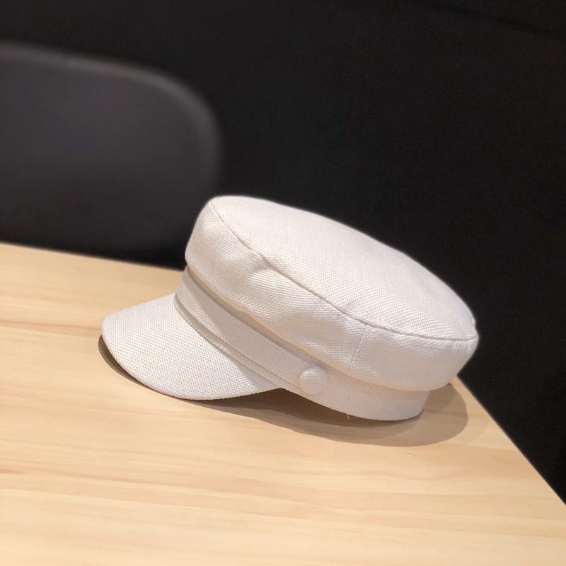 Unisex Vintage Linen Military Cap Breathable Adjustable Newsboy Hat for Daily Outdoor Octagonal Hats