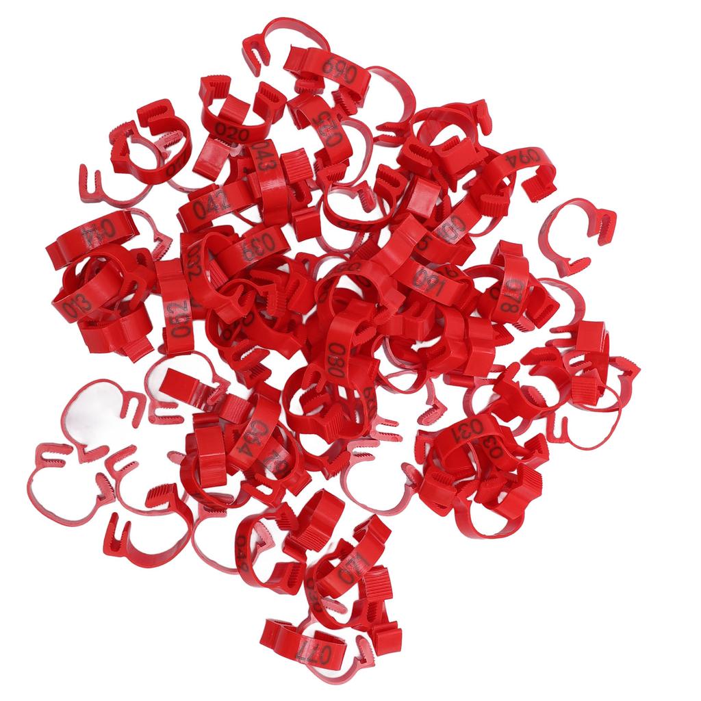 100PCS Chicken Leg Bands 20mm 001 To 100 Numbered Poultry Identification Leg Tags for Chicks Ducks Pigeons Goose Quail