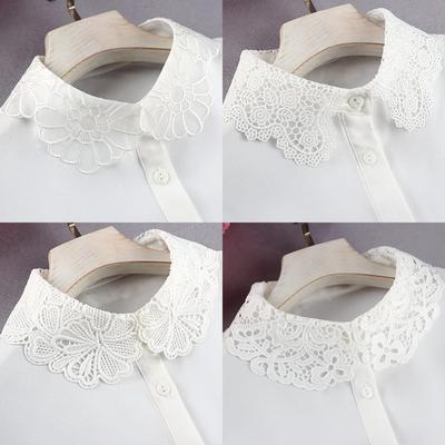 Hollow Lace False Collar Shirt Embroidered Chiffon False Collar Shirt Collar Women'S Doll Collar