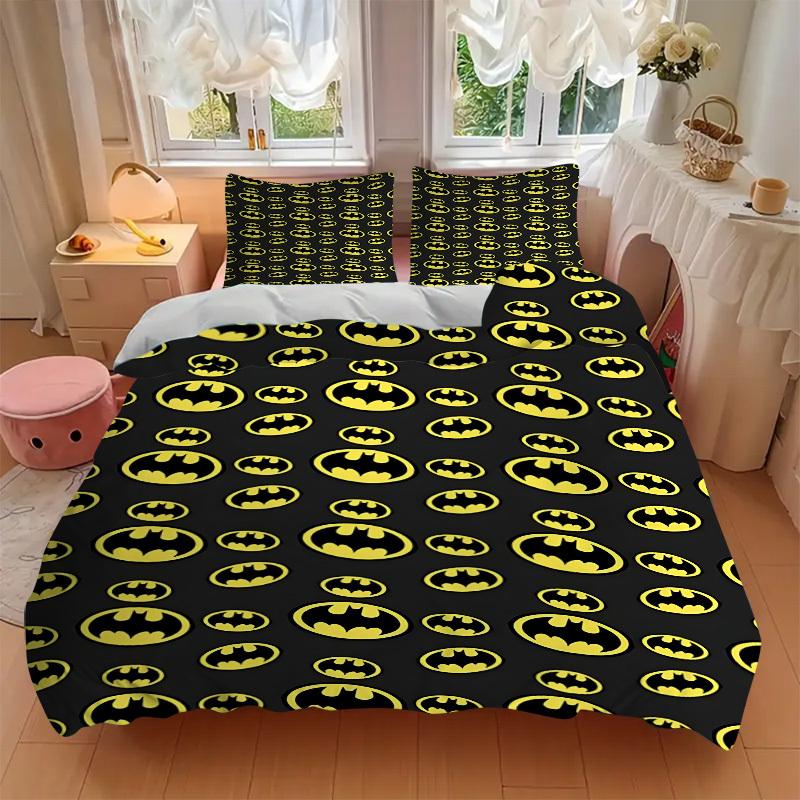 3pcs Batman Signal Bedding Set, Soft Polyester Duvet Cover and Pillowcases Machine Washable Seasons all suitable & Guest Room Decor253