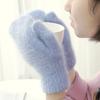 Women Winter Warm Cashmere Gloves Elastic Full Finger Mittens Soft Rabbit Fur Warm Plush Gloves Girls Knitted Riding Gloves