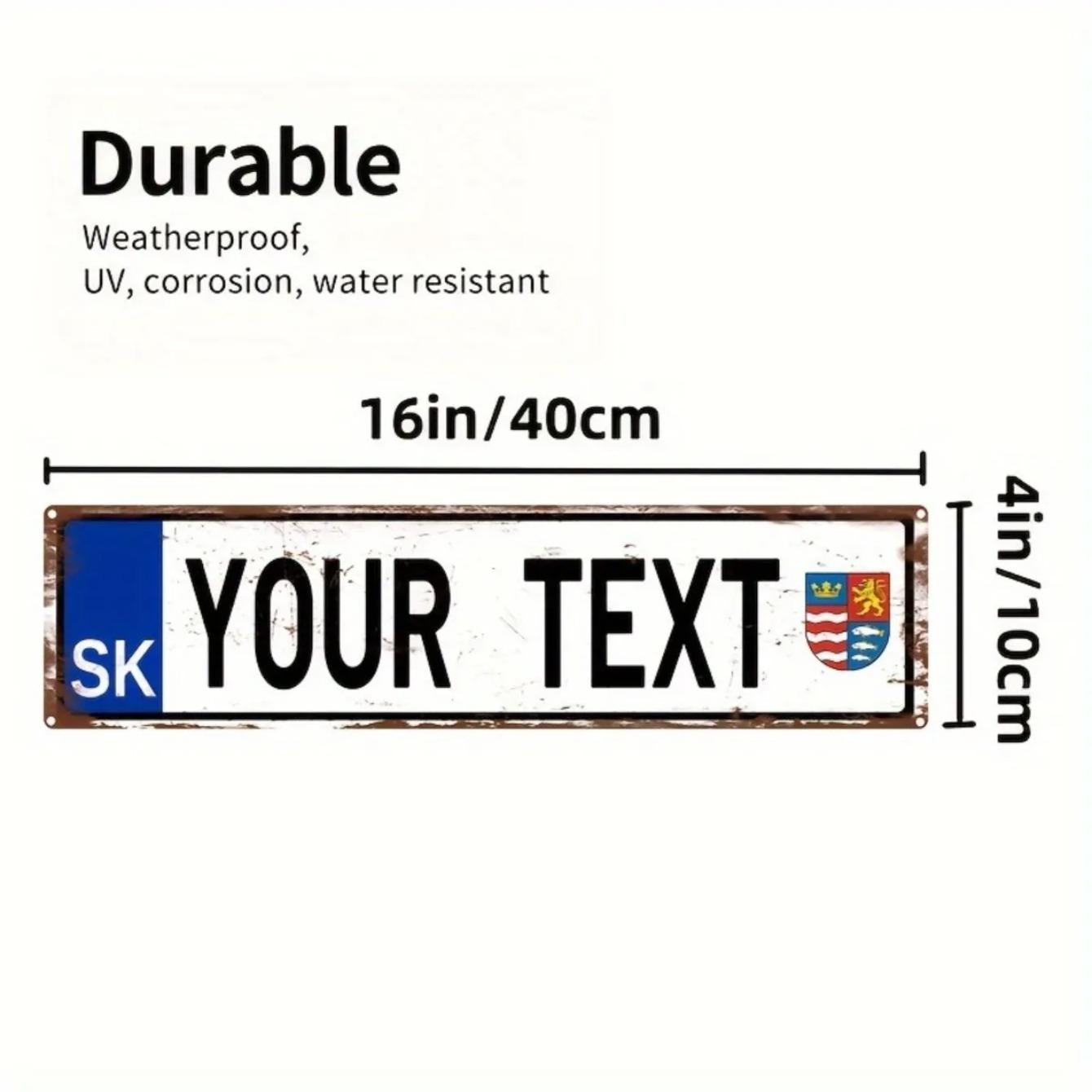 

Custom Metal License Plate Sign for Car Wall Decor Garage Man Cave Gift 20x30cm чорний