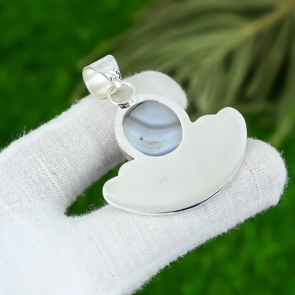 Friendship Day Deal Oval Botswana Agate Gemstone Sterling Silver Pendant Jewelry