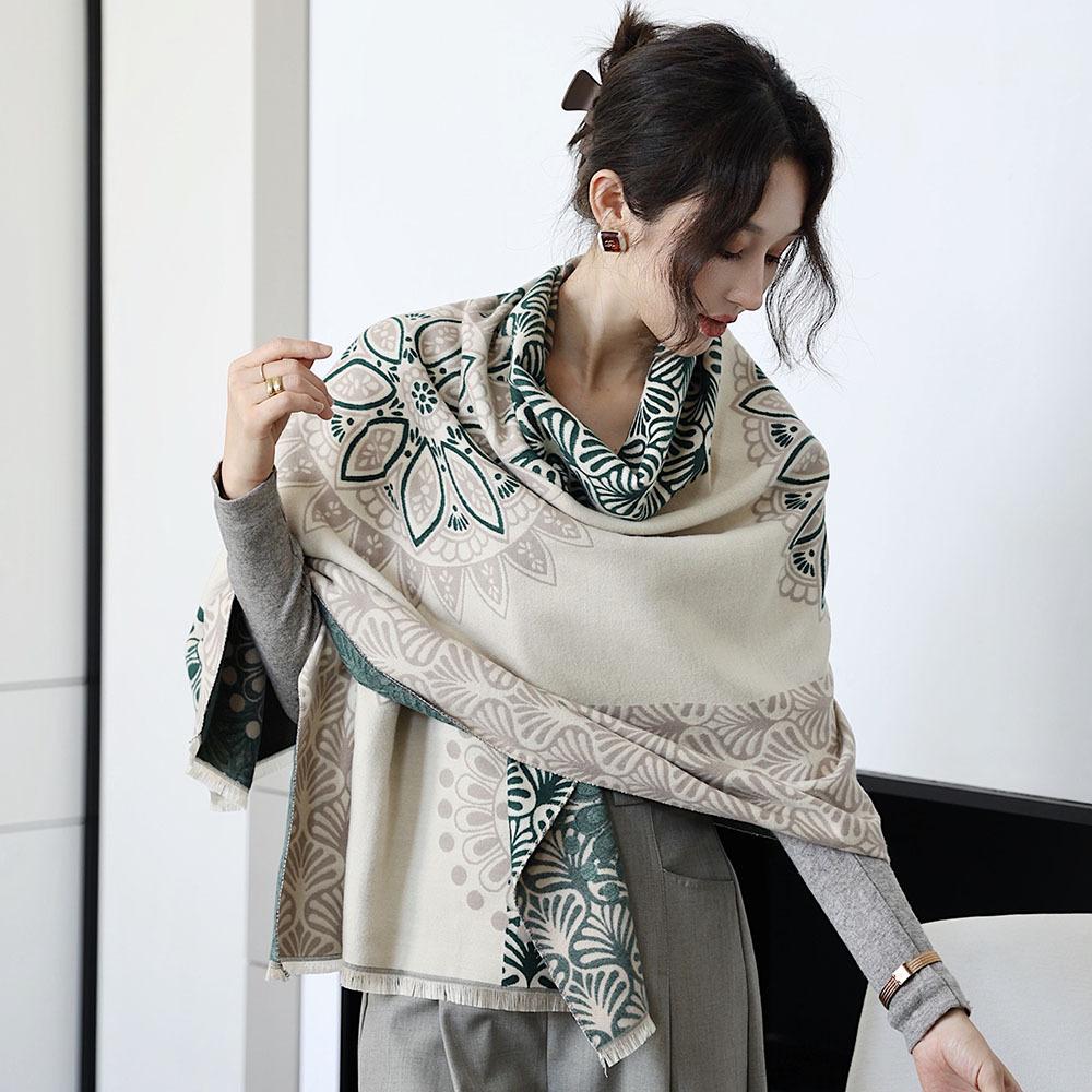 Double Sided Scarf For Women, Autumn And Winter Long Style, Suitable For Both Wearing And Wearing Cloaks, With A Thick Imitation Cashmere Shawl