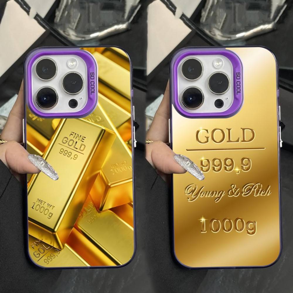 Cool Precious Gold Art Phone Case For iPhone 16,15,14,17,13,12,11,XS,Mini,Pro,SE,MAX Purple Matte Silicone Cover