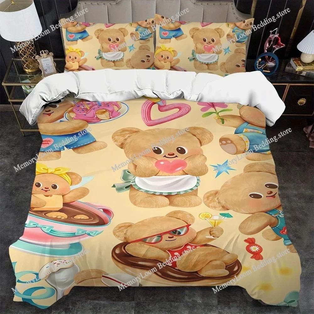 Cartoon Butter Bear Cute Duvet Cover Set Home Style Bedding Soft Laundry Cotton Bed Student Dormitory Gift Home Textileextile741