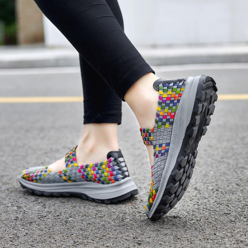 Summer Mary Janes Women Sandals Beach Lazy Shoes Purple Pink Grey Casual Weave Soft Slip on Walking Color Sandals Large Size