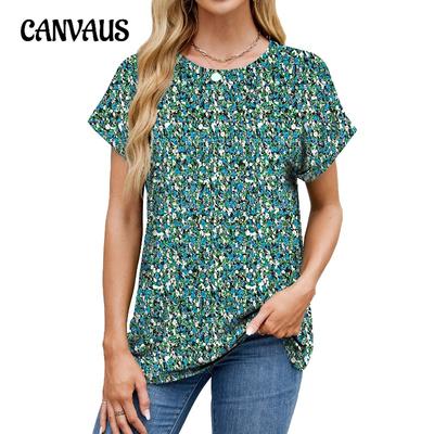 Ladies Spring Summer Summer Printed Round Neck Loose Short Sleeve T-Shirt Top