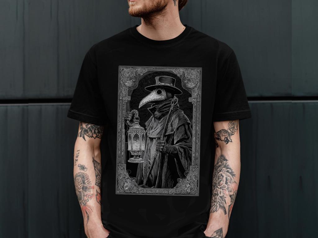 Gothic Plague Doctor T-Shirt, Unisex Goth Graphic Tee, Punk Grunge Shirt, Dark Academia Alternative Clothing, Mens Goth TShirt, Gift For Him