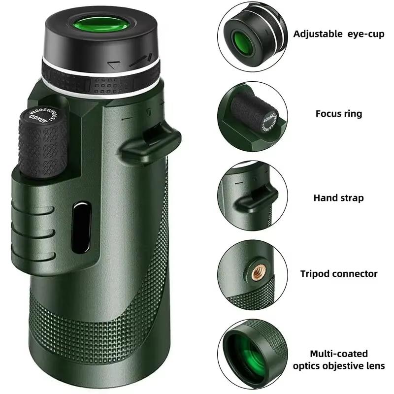 80x100 Monocular Telescope with Tripod and Phone Clip with Colour Gift Box for Outdoor Camping Hiking