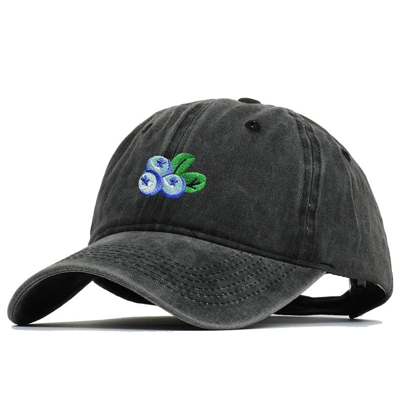 Trendy Unisex Retro Duckbill Cap with Blueberry Embroidery