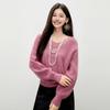 Women's V-Neck Lace Trim Knit Sweater