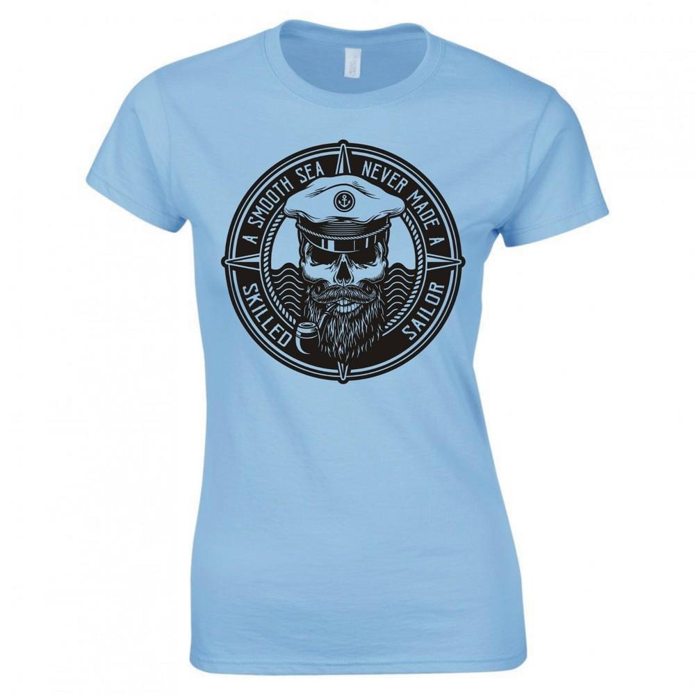 Old School Sailor A Smooth Sea Never Made Ladies Skinny Fit TShirt S