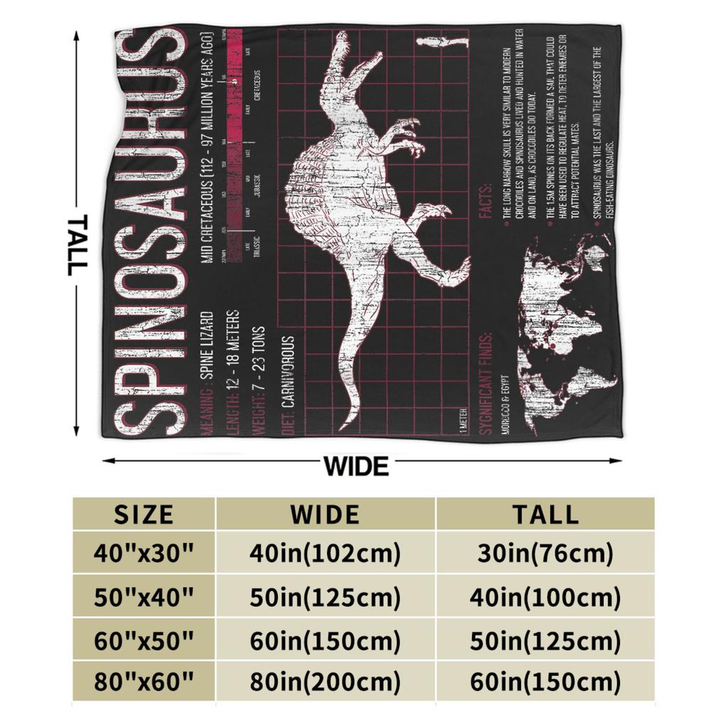 Jurassic Spinosaurus Dinosaur Facts World Flannel Blankets Science Funny Throw Blankets Sofa Couch 200x150cm Quilt Ultra-Soft