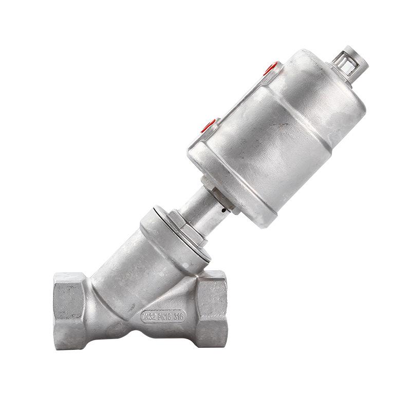 304 Stainless Steel Pneumatic Y-Type Angle Seat Valve DN25, Internal Thread, Quick Connect, High-Temperature Steam.
