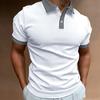 Men's Business Leisure Slim Fit Polo Shirts Short Sleeve Solid Color Business Casual Tee Shirts Casual Beach