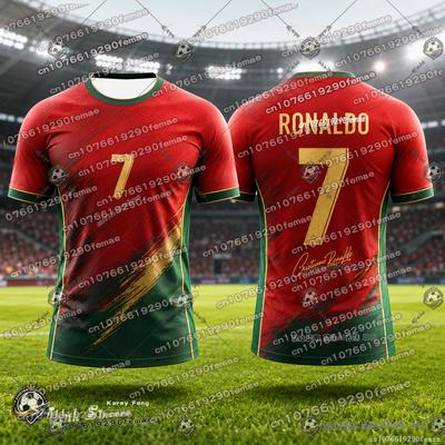 Camiseta de Fútbol de Ronaldo para Niños y Adultos Nueva Camiseta de Fútbol Conmemorativa para Aficionados Transpirable Secado Rápido Entrenamiento Camiseta para Niños