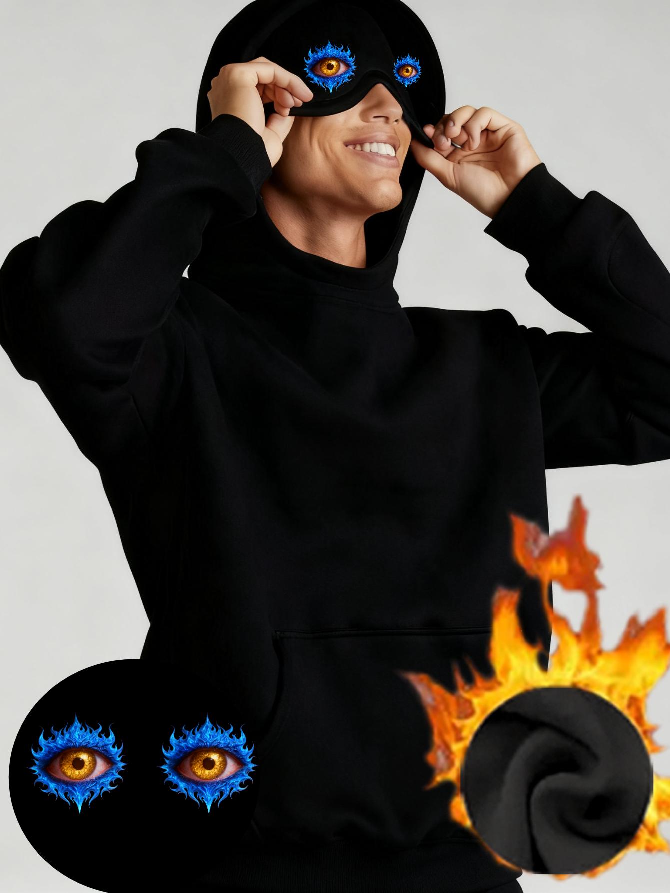 Hooded Sweatshirt with Eye Mask for Men, Stylish XXL чёрный
