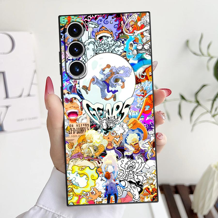 

Чехол для Samsung Galaxy S20 S24 Plus S21 FE S23 Ultra S25 Edge Черный Мягкая Накладка One Piece Super Gear 5 Luffy Galaxy S24 Ultra