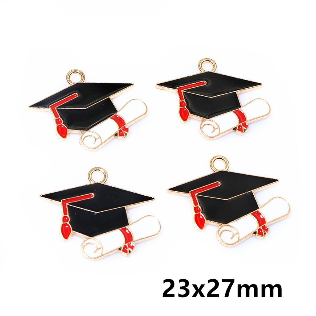 10Pcs Enamel Graduation Hat Charms Pendant for Necklaces Earrings DIY Jewelry Making Decorations Accessories Findings