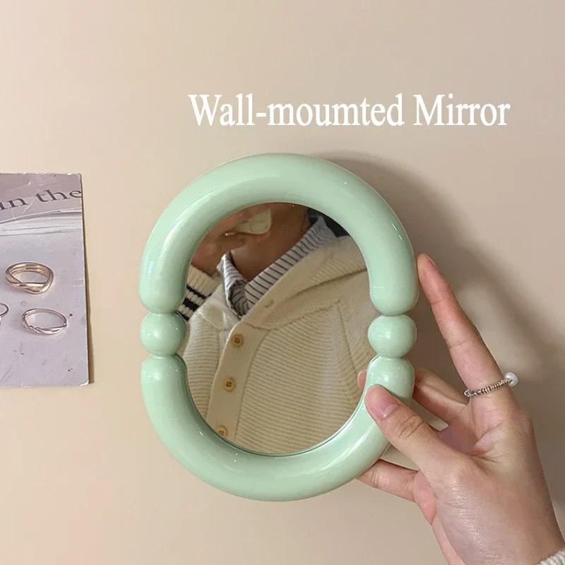 Irregular Pink Decorative Wall Mirror Korean Style Wall Mounted Mirror Makeup Mirror for Dormitory Desktop Room Decor Wholesale