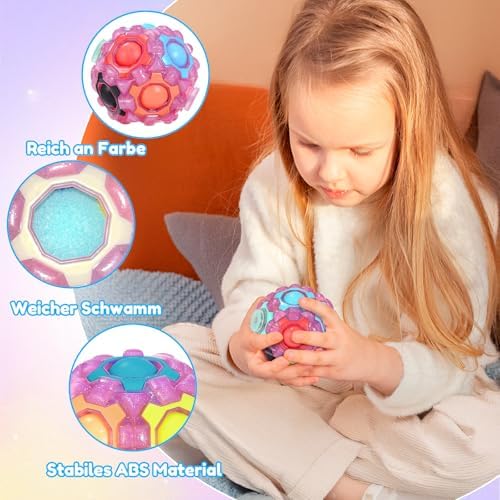 Cofvetia 2 Pack Rainbow Magic Puzzle Ball, Rotating Fidget Toy for Kids & Adults, Stress Relief & Brain Teaser, Logic Skill Training, Birthday Gift