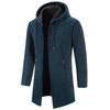 Men's Plus Velvet Hooded Knitwear Cardigan – Thickened, Windproof, Warm Mid-Length Jacket for Autumn/Winter (Middle-Aged & Elderly)