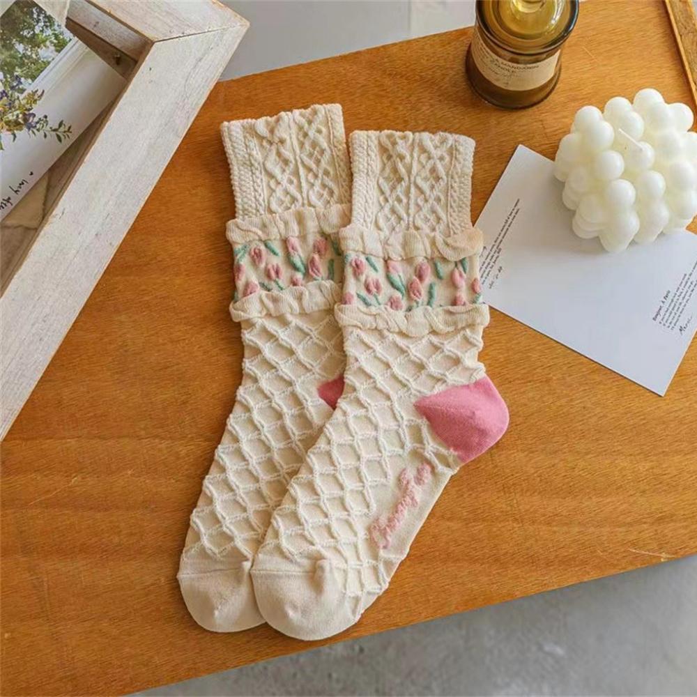 New Chic Cane Vine Tropical Plants Harajuku Retro Palace Girls Socks Cute Ethnic Lolita Lace Flower Socks Dropship