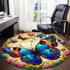 1PC Butterfly Garden Office Round Area Rug, Mat Suitable For Office, Under Office Chairs Bedroom Living Room Home Decor, Room Deco