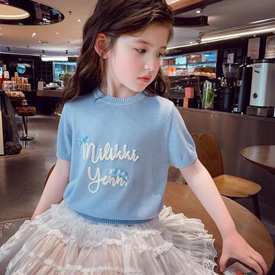MIMIHELLO Girls' 2026 Summer Korean Style Short Sleeve T-Shirt