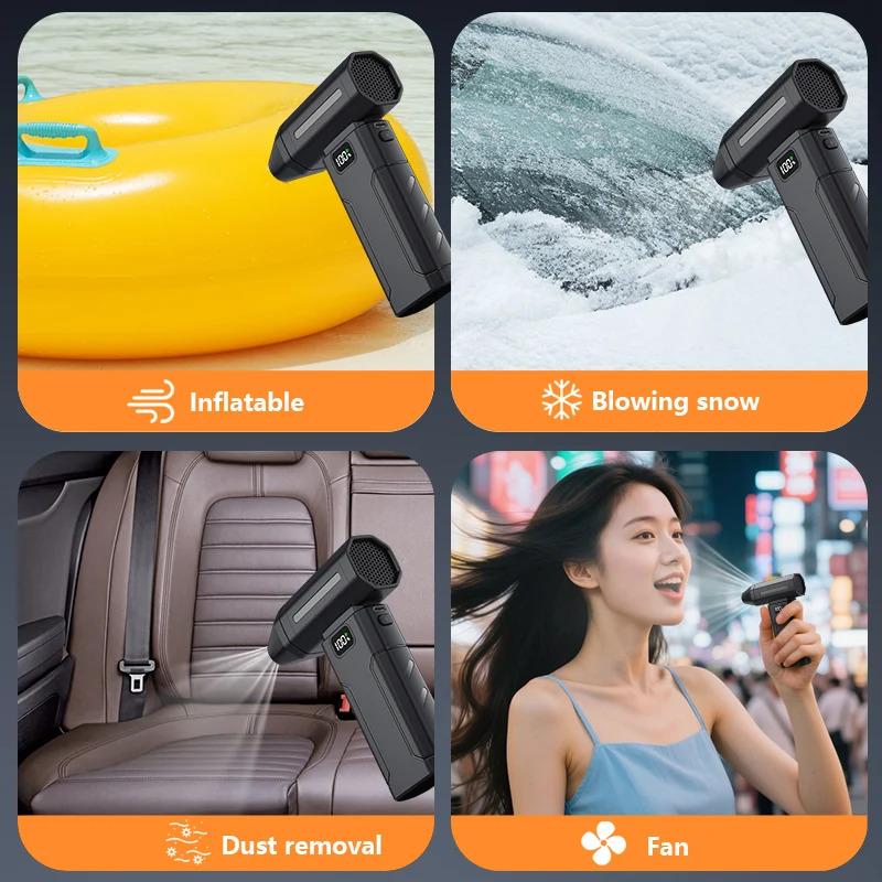 2026 New 100000 RPM Violent Fan 5Wind Speeds Adjustment Lighting USB Rechargeable Blower Mini Turbo Jet Blower Turbo Fan Can Be Power Ban