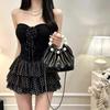 #Summer New Sweet and Spicy Storm Point Splicing Rose Tube Top Women's Fixed with Chest Pad Versatile Top