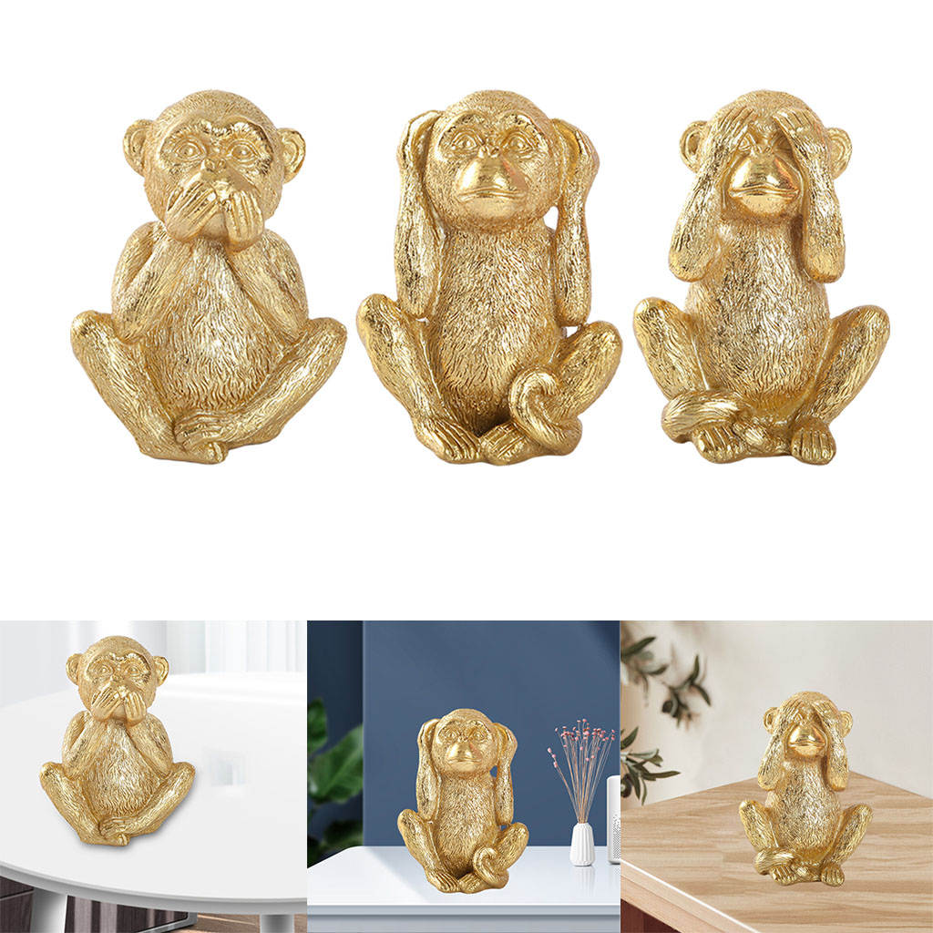 See Hear Speak No Evil Monkeys Figurines for Home Decor Sculptures