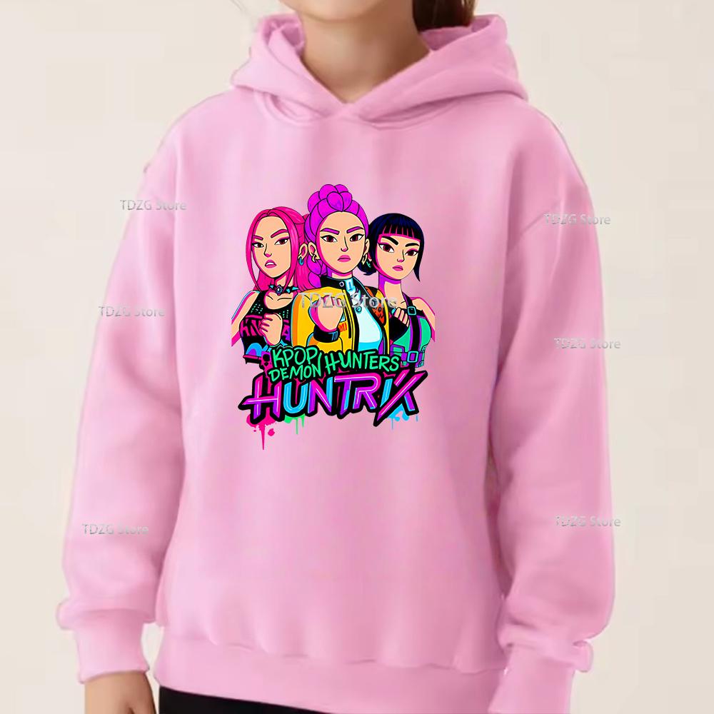 Autumn Single Girl Group KPop Demon Hunter Print Fashionable and Simple Sports Boy Girl Pullover Hoodie Children Clothing