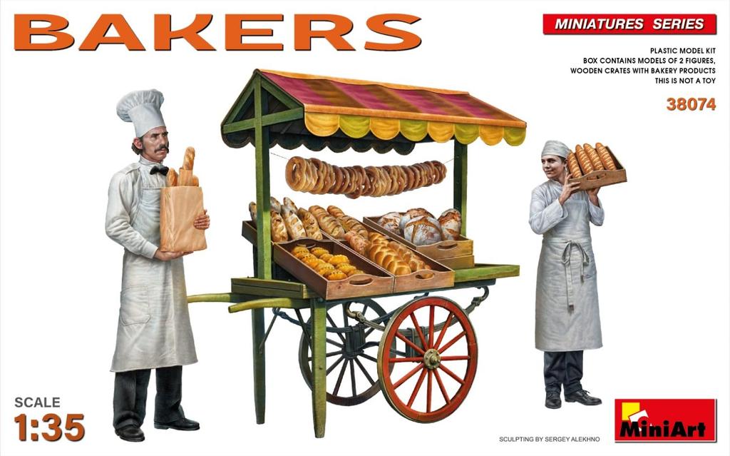 Miniart Scale Bakery Set with 2 Plastic MA38074 1/35 Figures, Model,