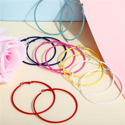 Sexy Party Candy Color Big Circle Wedding Women Jewelry Hoop Earrings Fashion Accessories Ear Studs