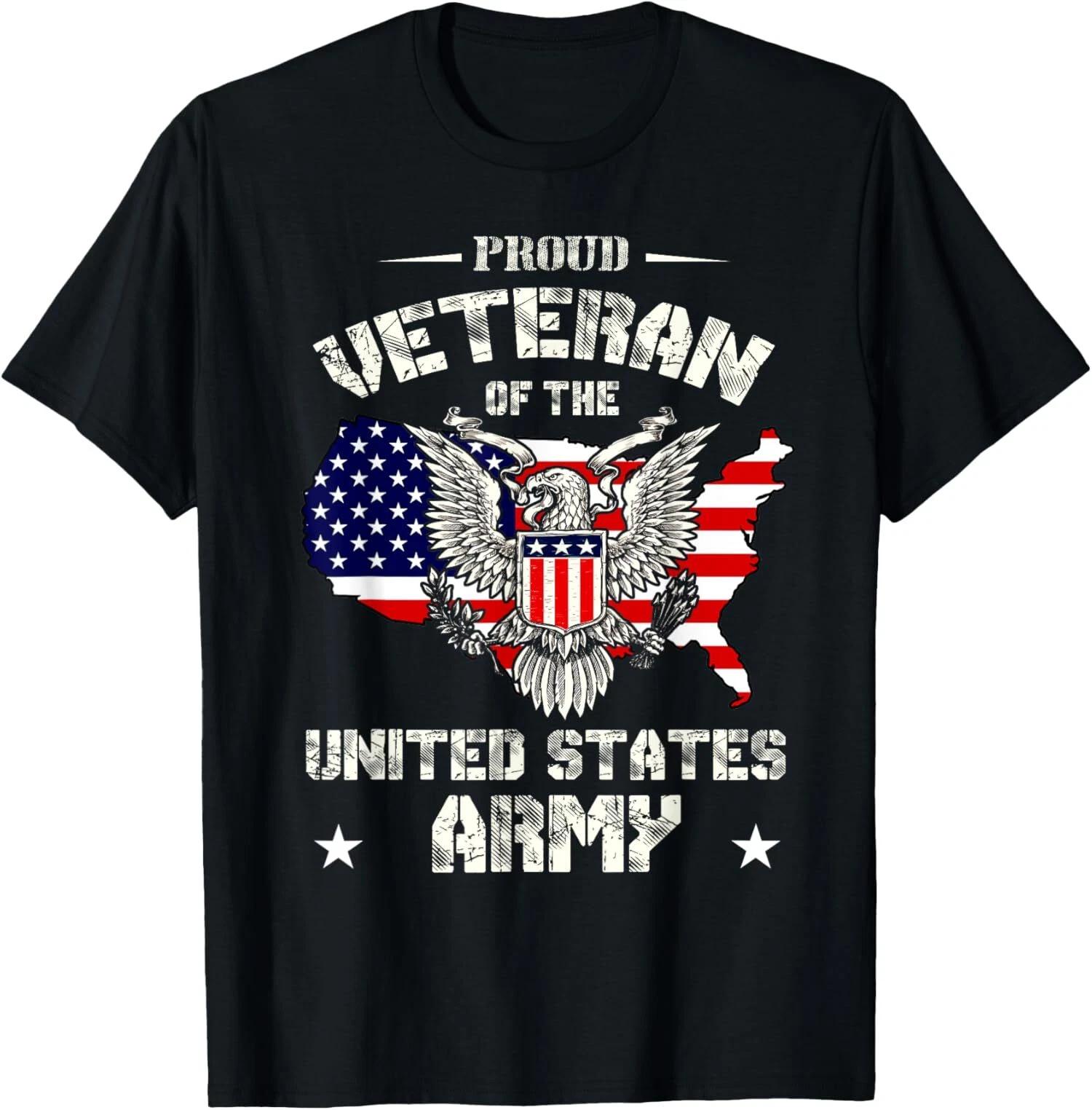 Proud Veteran of the US Army, USA Flag Soldier Veteran T-Shirt L