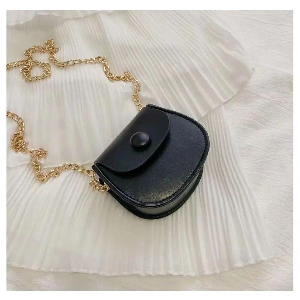 

Симпатичная модная сумка через плечо для мальчиков для девочек, элегантная мини-сумка из искусственной кожи с цепочкой на ремне, сумка через плечо чёрный